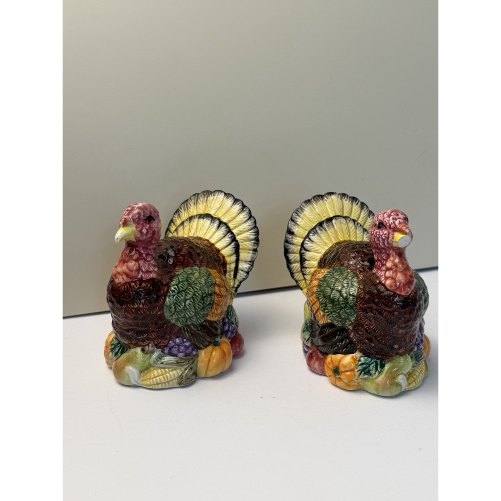 Thanksgiving Turkey Salt and Pepper Shaker Fall Table Decor 1997 4" *Read*